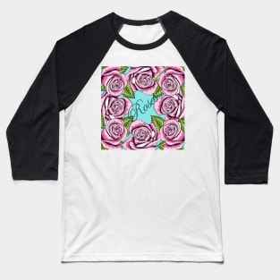 Roses Line Art Baseball T-Shirt